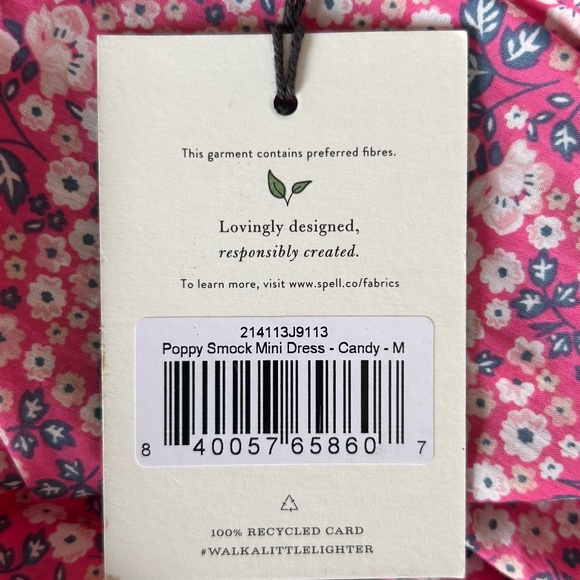 Spell & the Gypsy Poppy Smock Mini Dress | Pink Candy Floral | Size M | NWT - Picture 16 of 16